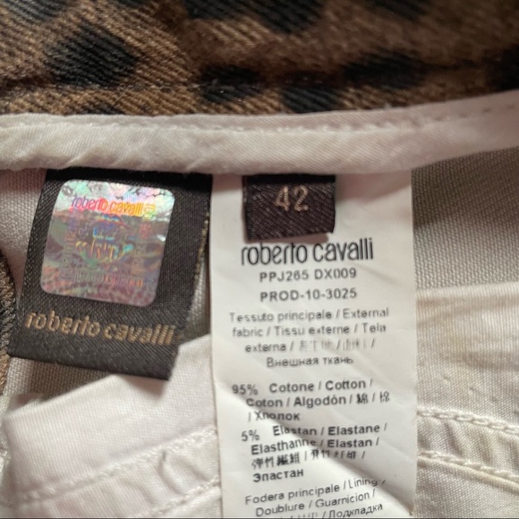 Roberto Cavalli Leopard Metallic Sheen Skinny Jeans Sz 6 - Picture 7 of 7